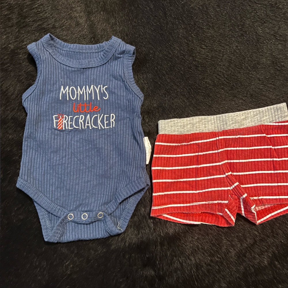 3/$15❣️TAHARI Baby Girl 4th of July Red, White & Blue Tank Outfit; 0-3 months